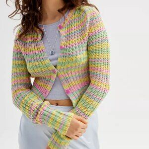 UO Celin Flower-Button Cardigan